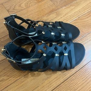 Steve Madden black and gold sandals